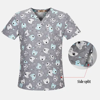 Unisex Zvaigžņotām debesīm drukāšana V-veida kakla T-krekls ar Īsām Piedurknēm Bērnu Apskates Centrs vienotu Skrubis Apģērbu Lab nepievelk putekļus darbu valkā