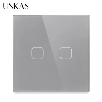 UNKAS ES/UK standarta 1/2/3 Banda 1 Veids Touch Switch Pelēkā Kristāla Stikla Paneli, Pieskarieties Gaismas Slēdzi Sienas Tikai Pieskarties Funkcijas Slēdzi