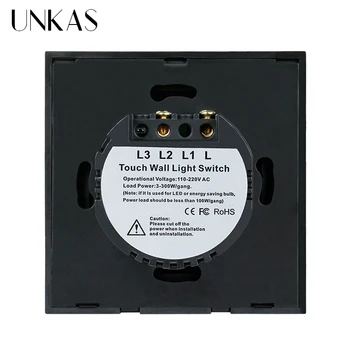 UNKAS ES/UK standarta 1/2/3 Banda 1 Veids Touch Switch Pelēkā Kristāla Stikla Paneli, Pieskarieties Gaismas Slēdzi Sienas Tikai Pieskarties Funkcijas Slēdzi