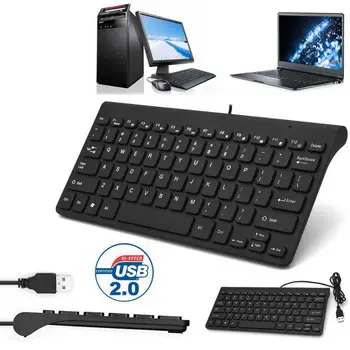 USB 2.0 Ultra Slim Mini Vadu Klaviatūra Desktop PC Klēpjdators 78 Atslēgas, Jaunu Mini Vadu USB Tastatūras 78 Taustiņi Mazi PC Desktop La