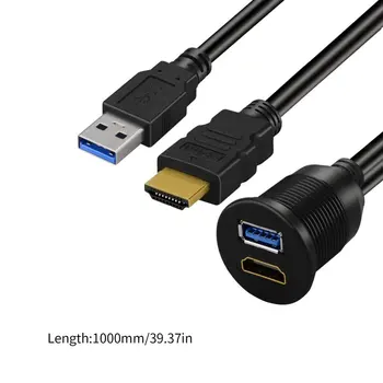 USB 3.0 HDMI saderīgas ar HDMI-USB 3.0 AUX Pagarināšanu Dash Paneļu Auto Flush Mount Vadu Auto, Laivu un Motociklu