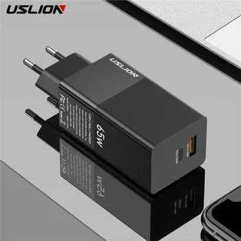 USLION 65W GaN Lādētāju Ātri Uzlādēt 4.0 3.0 C Tipa PD USB Lādētāju ar QC 4.0 3.0 Portable Ātri Lādētājs iPhone Xiaomi Redmi