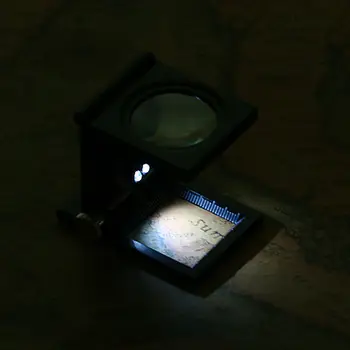 Vairumtirdzniecības 10X Lupa Darbvirsmas Optisko Len Palielināmo Stiklu ar Audumu Pasākuma Mērogs Šujamos Diegus Skaitītājs un 2 LED Gaismas