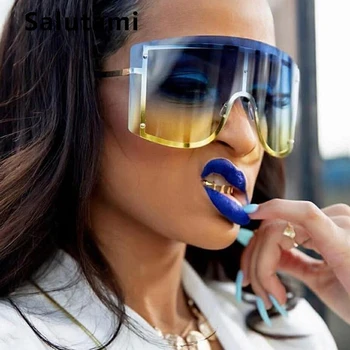 Vairumtirdzniecības Bez Apmales Vienā Gabalā Vairogu Saulesbrilles Sieviešu Vintage Sakausējuma Lielajam Slīpums Saules Brilles Vīriešiem Šiks Hip Hop Toņos Bulk 42698