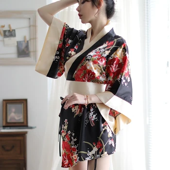 Valentīna Diena sexy Apakšveļa komplekts Pidžamas Naktskrekls Drukāšanas Sexy Vienādu Sieviešu Japāņu Kimono elementus Spēli Cosplay Vienotu Naktsveļu