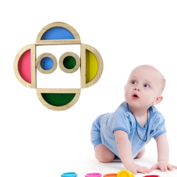 Varavīksnes Akrila Koka Celtniecības Bloki Bērnu Izglītības Rotaļlieta, Montessori Bērnu rotaļlietas