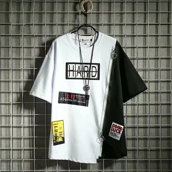 Vasaras Sieviešu T Krekls Japānas Stila Streetwear Slīpu rāvējslēdzēju apdare Īsām piedurknēm T-Krekli, Sieviešu Ikdienas Harajuku Meitene T Krekls