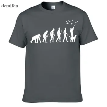 Vasaras Smieklīgi Medības Attīstību Mednieks Ar Suni Pīļu T-krekls Vīriešu Ikdienas Apdrukāta Kokvilnas T Krekls ar Īsām Piedurknēm t-veida Topi