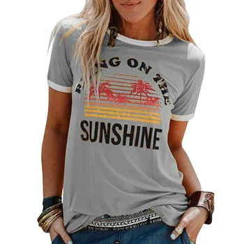 Vasaras t krekls sieviešu modes Vēstules Drukāšana ar Īsām Piedurknēm Krekls Gadījuma Tunika Topi augstas kvalitātes ropa mujer de tshirt karstā