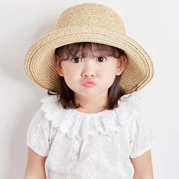 Vasarā Bērni Salmu Cepures Baby Meitenes Brīvdienu Cepure Bērniem Elpojošs Sauļošanās Pludmalē Saules Cepure Pārsegs