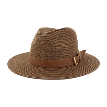 Vasarā jaunu stilu vīriešu ādas pogu gadījuma salmu cepure modes tautas liela malām salmu cepure HA125 12472