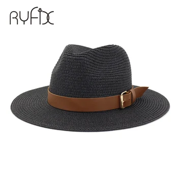Vasarā jaunu stilu vīriešu ādas pogu gadījuma salmu cepure modes tautas liela malām salmu cepure HA125