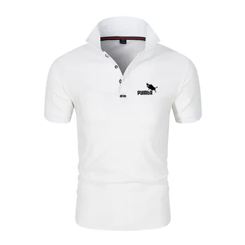 Vasarā jaunu vīriešu polo krekls zīmolu apģērbu kokvilnas vīriešu biznesa gadījuma vīriešu polo krekls ar īsām piedurknēm elpojošs mīksto polo krekls