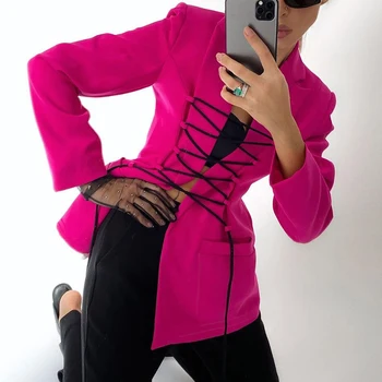 VGH Pārsējs Dobi Ārā Žakete Sievietēm Robots garām Piedurknēm Cietā Seksīgas Pusgarās Sieviešu Pavasara Modes Jauns Apģērbu Stils ir 2021.