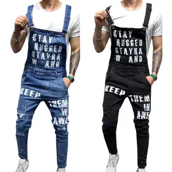 VICABO Modes Vīriešu džinsa jumpsuit Vēstuli Gadījuma Bikses Vīriešu Apģērbu ropa de hombre 