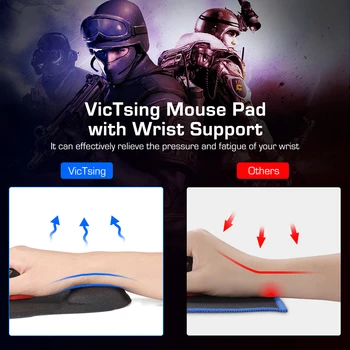 VicTsing Mouse Pad Black Peles Paliktnis Ar Silikonu Plaukstas Atbalstam, Ergonomisks Dizains, Rokas Balsts Spilventiņu, Lai Spēlētājs Gaming Mouse Pad Mi