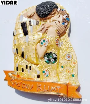 VIDAR Eiropas Suvenīri, Austrijas Vīnes Gleznotāja Gustava Klimta Darbi Skūpsts Ledusskapja Magnēts 51641