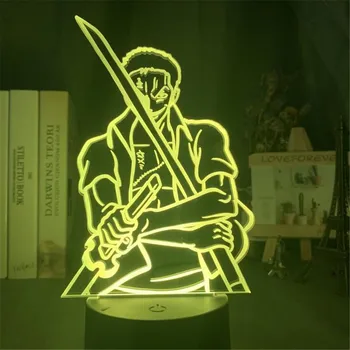 Viens Gabals 3D Nakts Gaismas LED Lampas Guļamistabas Luffy Zoro Ace Tūkstoši Saulains Logo ēsmas zivtiņu vadi Apdare Apgaismojums Zēns Dāvanas Anime Lampe