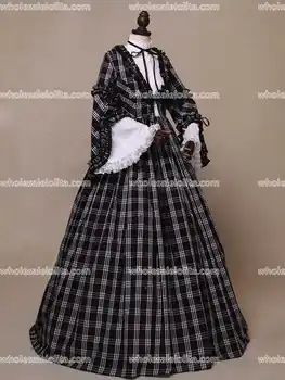 Viktorijas Old West Prairie Pioneer Sieviete Izšūta Kleita Reenactment Halloween Apģērbi