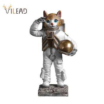 VILEAD Ziemeļvalstu Astronauts Kaķis Statuja Dzīvnieku Figūriņas Mājas Raksturs Skulptūru Radošā Cosmonanut Amatu Mājas Biroja Apdare