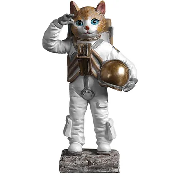 VILEAD Ziemeļvalstu Astronauts Kaķis Statuja Dzīvnieku Figūriņas Mājas Raksturs Skulptūru Radošā Cosmonanut Amatu Mājas Biroja Apdare