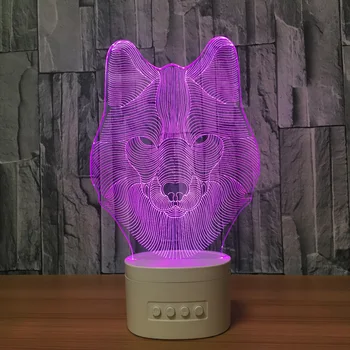 Vilks sejas bezvadu tīkla karte Bluetooth skaļruni radīšanu 3D daudzfunkcionāls dāvanu lampas labāko ģirts Vilkacis Bērnu dāvanas. Y100