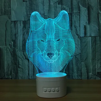 Vilks sejas bezvadu tīkla karte Bluetooth skaļruni radīšanu 3D daudzfunkcionāls dāvanu lampas labāko ģirts Vilkacis Bērnu dāvanas. Y100