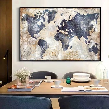 Vintage Ziemeļvalstu Pasaules Karti Kanvas Glezna Plakāti un Izdrukas Drukājiet Dzīvojamās Istabas Sienas, Attēlus Mūsdienu Apdare Bildes