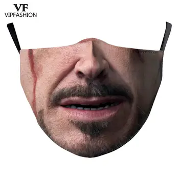 VIP Vīriešu Modes Smieklīgi Big Face Print Anti Putekļu Maskas Segtu Mazgājams Audums Maska Sievietes Mutes-Purns Halloween Puse Sejas Maskas