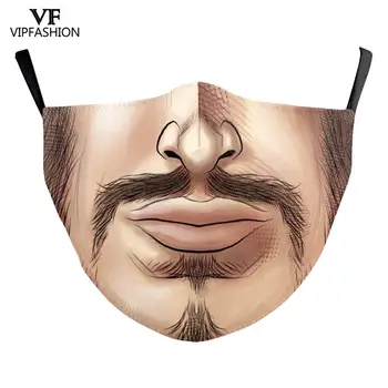 VIP Vīriešu Modes Smieklīgi Big Face Print Anti Putekļu Maskas Segtu Mazgājams Audums Maska Sievietes Mutes-Purns Halloween Puse Sejas Maskas