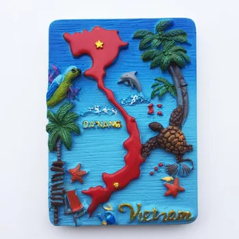 Vjetnama, Ledusskapis Magnēti Nha Trang Paradīzes Salā Tūristu Suvenīru Imanes Para El Refrigerador Magnētiskās Uzlīmes, Ha Long Bay Karte