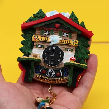 Vācija Šveices aitu cauruļu goo bell 3D magnētiskā ledusskapis Dzeguze pulksteni ielīmējiet mājas apdare pasaules tūrisma suvenīru dāvanas
