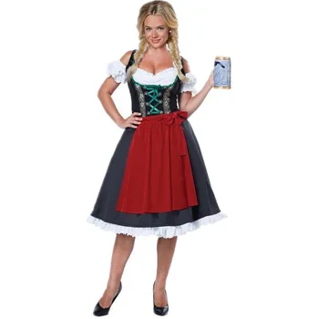 Vācijas Oktoberfest Kupli Svārciņi Viesmīle Tērpu Halloween Bavārijas Karnevāla Puse Cosplay Alus Meitene, Meitene Modes Kleita
