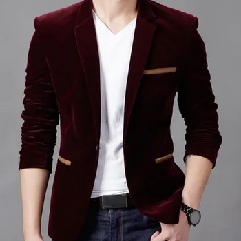 Vīriešiem Jaunā korejiešu Formālu Uzvalku Slims Kāzu Tērps, Samta Biznesa Tērps, Samta Klasisko Versiju Atloks Apkakli Vīriešiem Auduma Uzņēmums