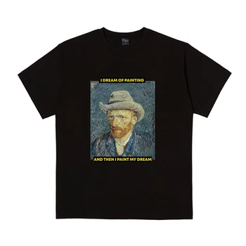 Vīriešiem Van Goga Mākslas Eļļas Glezna Top Krekls Plus Lieluma Gadījuma Harajuku Īsām Piedurknēm Kokvilnas Vasaras Modes Tee Vīriešu Krekls 10 Krāsas