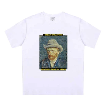 Vīriešiem Van Goga Mākslas Eļļas Glezna Top Krekls Plus Lieluma Gadījuma Harajuku Īsām Piedurknēm Kokvilnas Vasaras Modes Tee Vīriešu Krekls 10 Krāsas