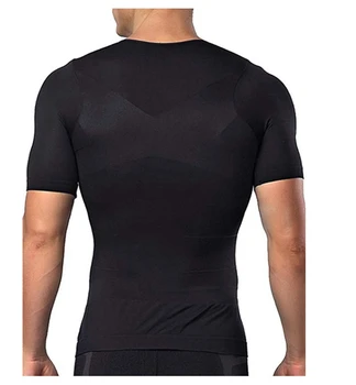 Vīriešiem, Ķermeņa Tonizēšana T-Krekls Shaper Ķermeņa Stāju Koriģējošu Krekls Novājēšanu Jostas Apakšējai Vēdera Tauku Dedzināšana Kompresijas Korsešu