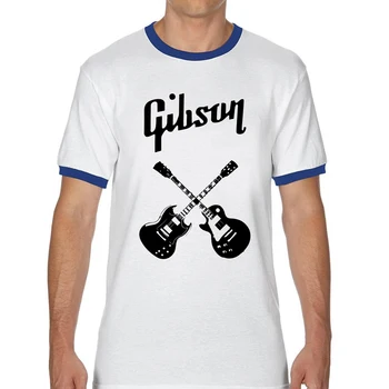 Vīriešu Gibson T-krekls Classic Gibson Logo Krekls Smieklīgi Grafikas Zvaniķis Tees Grunge Mūzikas Krekls Dāvanu Faniem Hipster Topi
