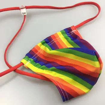 Vīriešu sexy string maisiņš sandales pirnted G3454 mini maisiņš varavīksnes svītrainām drukāt peldkostīmu audums