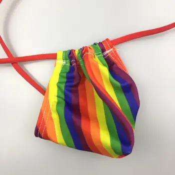Vīriešu sexy string maisiņš sandales pirnted G3454 mini maisiņš varavīksnes svītrainām drukāt peldkostīmu audums