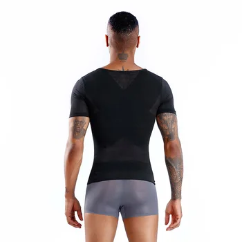 Vīriešu Slimming Body Shaper T-krekls Vēders Kontroli, Atpakaļ, Stāju Kompresijas Krekli Vidukļa Treneris Apakšveļa Modelēšana Shapers Korsešu
