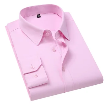 Vīriešu tīrtoņa krāsu biznesa modes casual slim balts krekls ar garām piedurknēm vīriešu zīmolu drēbes
