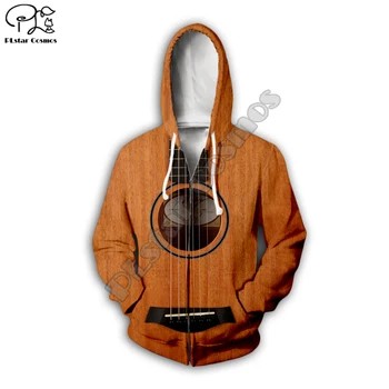 Vīriešu un sieviešu klasiskā Koka vijoli, Ģitāru Drukāt 3d hoodies sporta krekls rāvējslēdzēju mētelis Unisex streetwear Gadījuma Tracksuit pulovers G9