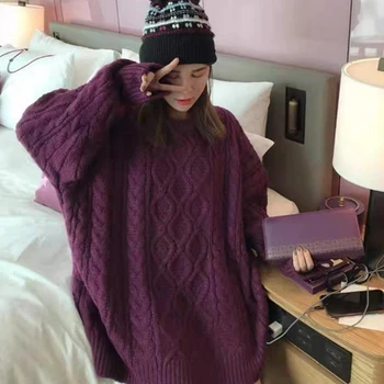 WAVSIYIER korejas trikotāžas džemperis sievietēm 2020 rudens ziemas zaudēt cieto o kakla biezs, silts sieviešu džemperis sieviete ikdienas džemperis dāma