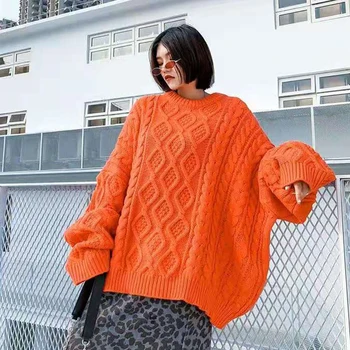 WAVSIYIER korejas trikotāžas džemperis sievietēm 2020 rudens ziemas zaudēt cieto o kakla biezs, silts sieviešu džemperis sieviete ikdienas džemperis dāma