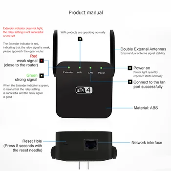 WD-611U WiFi Repeater 2.4 GHz 300Mbps WiFi Range Extender Wi-Fi Pastiprinātājs Signāla Pastiprinātājs Bezvadu AP Piekļuves Punkts