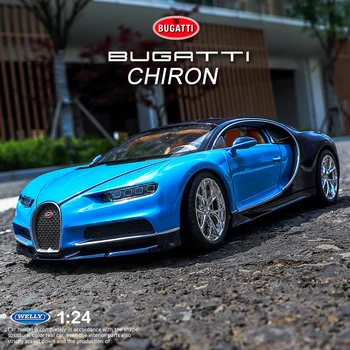 Welly 1:24 Bugatti chiron zils auto sakausējuma auto modeļa simulācijas auto dekorēšana kolekcija dāvanu rotaļlietas Die casting modelis zēns rotaļlietas