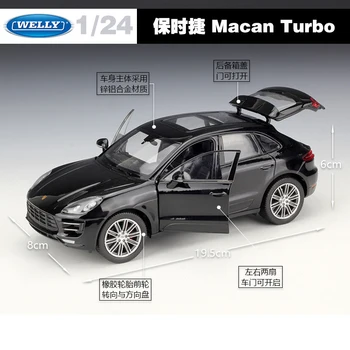 Welly 1:24 Lējumiem Macan Turbo SUV Sporta Auto Augstas Simulators Sakausējuma Metāla Modeļa Automašīnas