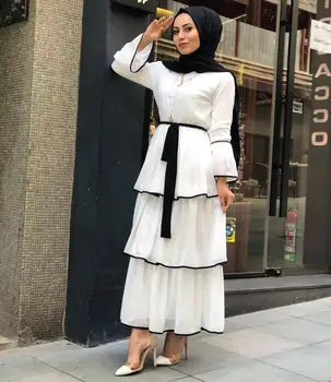 WEPBEL Sieviešu arābu Musulmaņu Abaya Kleita Ruffles Modes Pilnu Piedurknēm Gadījuma Jaunas Dāmas Islāma Sen Maxi Kleitas