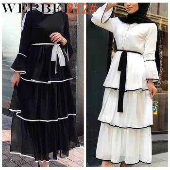 WEPBEL Sieviešu arābu Musulmaņu Abaya Kleita Ruffles Modes Pilnu Piedurknēm Gadījuma Jaunas Dāmas Islāma Sen Maxi Kleitas